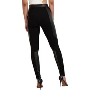 SPANX Faux Leather Panel Ponte Shaping Leggings Womens Size S Black Riding Pant